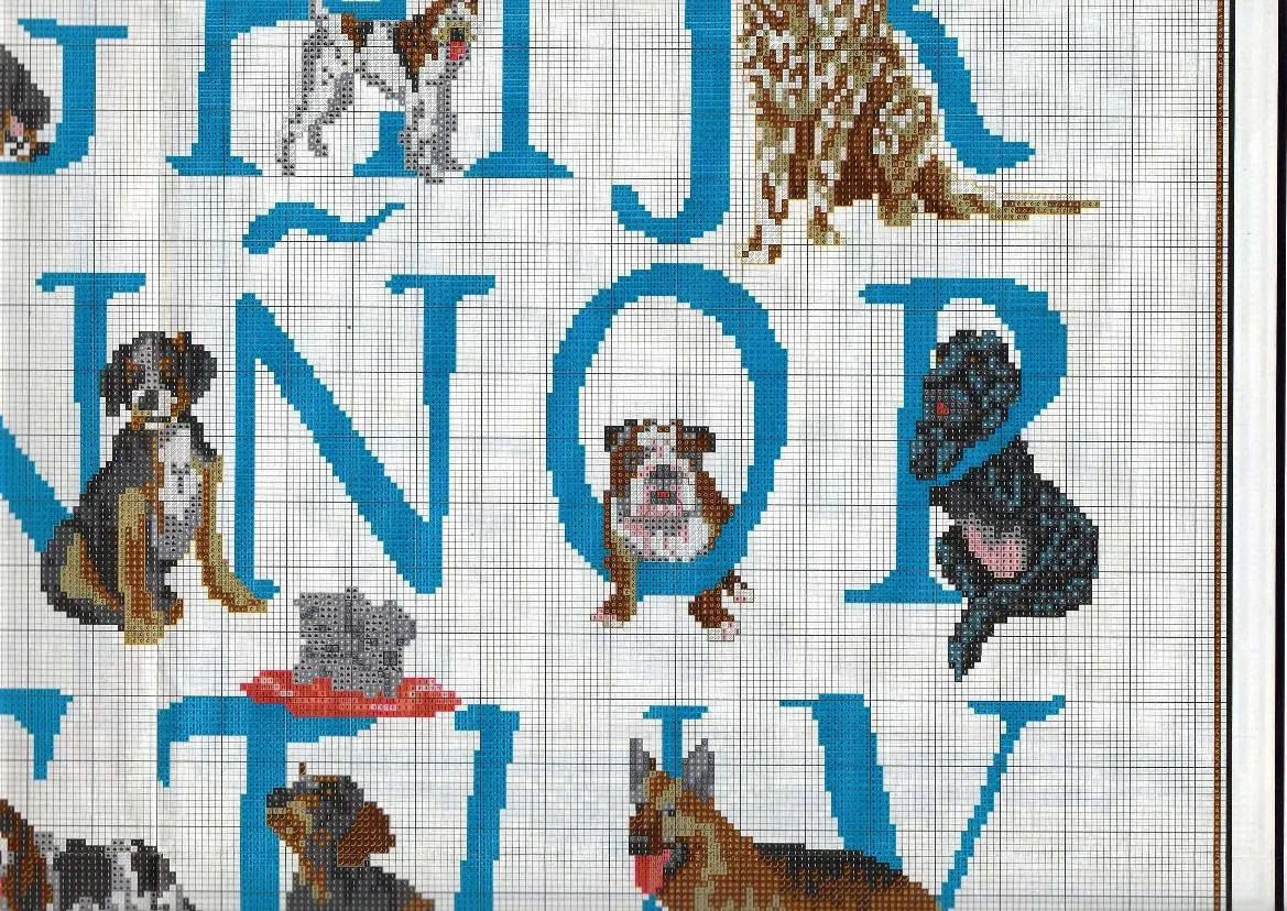 Esquemas abecedario punto de cruz con perritos | Tu Punto de Cruz Esquemas abecedario punto de cruz con perritos | Tu Punto de Cruz