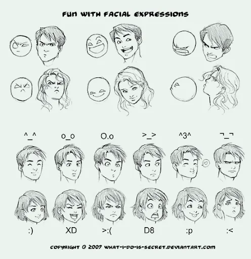 Esquemas para aprender a dibujar expresiones faciales : Vida MRR ...