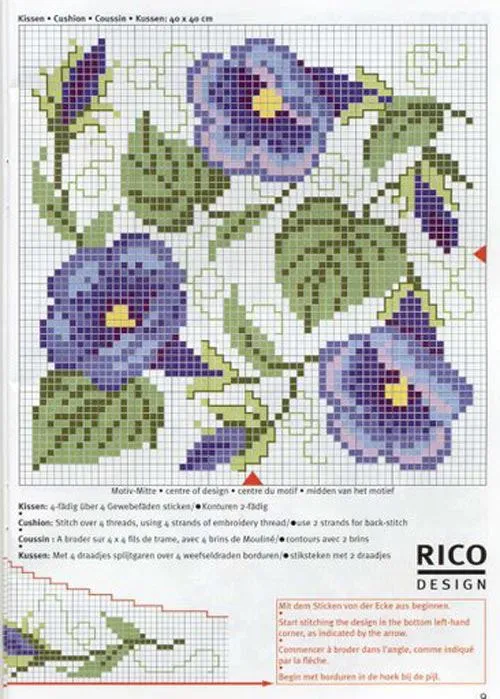 Flores para mantel en punto de cruz - Imagui Flores para mantel en punto de cruz - Imagui