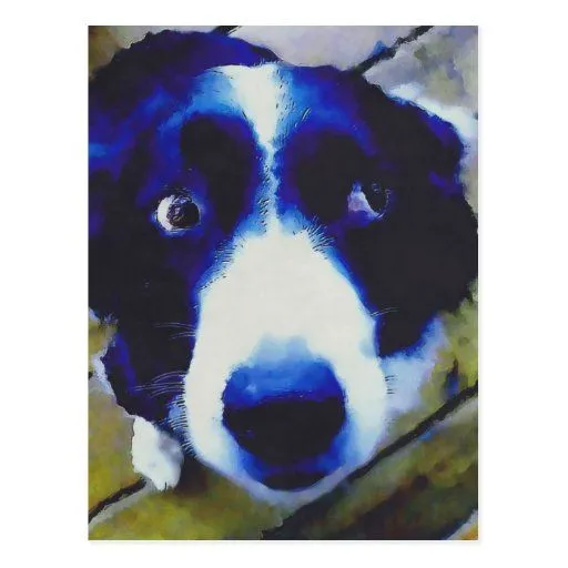 Estilo pintado ojos tristes del perro de perrito postales de Zazzle.
