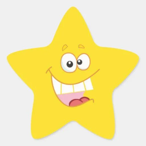 Estrella feliz del dibujo animado pegatina en forma de estrella ...