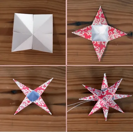 Estrellas de papel para el árbol de navidad - Decorando el Hogar