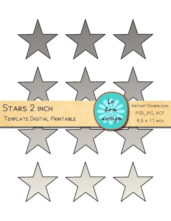 Estrellas 2 pulgadas plantilla 12 estrellas por Lebondesign en Etsy