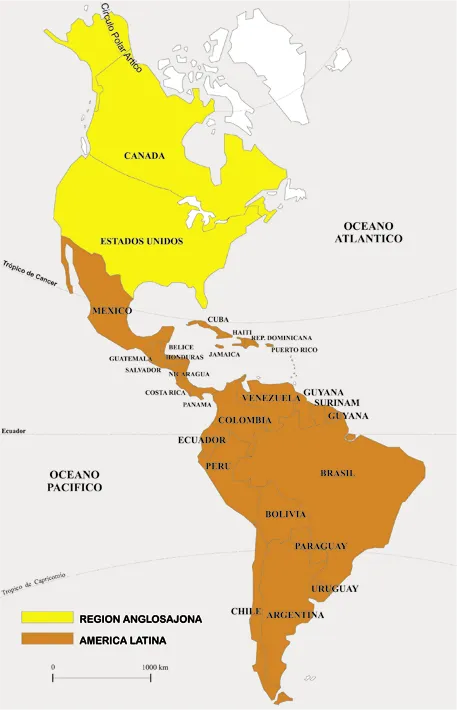 Estudios Sociales y Cívica: Mapa: América Latina y Anglosajona.