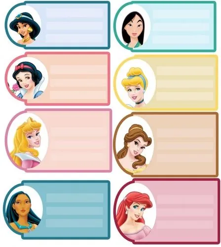 Etiquetas para cuadernos de princesas - Imagui