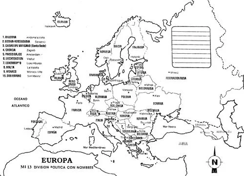 Europa croquis mapa con nombres - Imagui