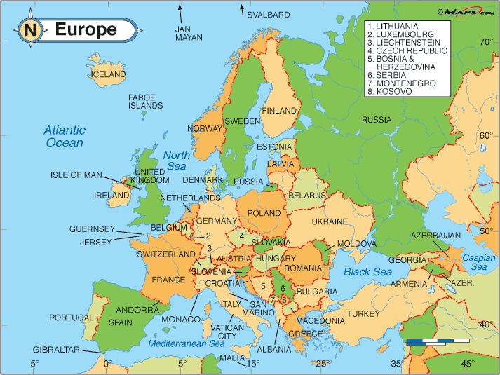 Europa Mapa Regional | Mapa de la Geografía Regional de Ciudades ...