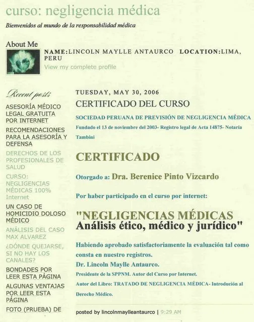 Evaluación y Análisis de Negligencias en Salud-2014: CERTIFICADO ... Evaluación y Análisis de Negligencias en Salud-2014: CERTIFICADO ...