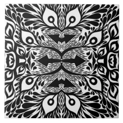 Explosión abstracta blanco y negro azulejo | Zazzle