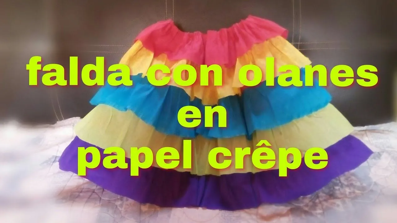 Como hacer una falda con olanes en papel crêpe - YouTube