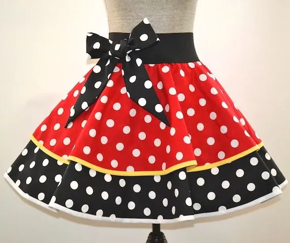 Ladies Women's Minnie Mouse Skirt Costume Black by CucinaBambina