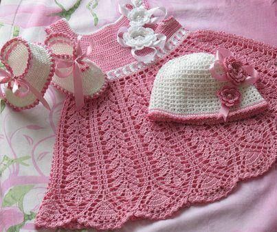 Vestido para niña en crochet. | tejidos para bebe | Pinterest