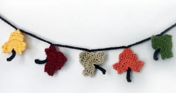 Fall Leaf Garland PDF Crochet Pattern by rachelscrochet on Etsy