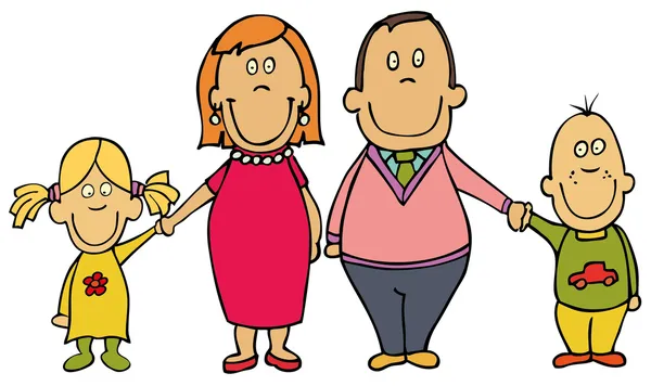 Familia feliz de dibujos animados - madre, padre e hijos — Vector ...