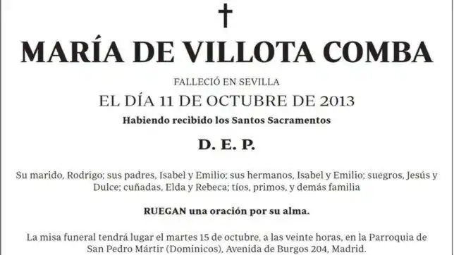La familia de María de Villota publica una esquela en «ABC» en ...