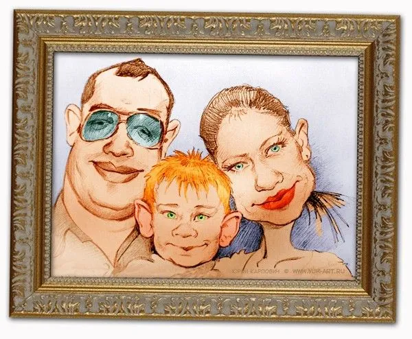 Familia, retrato de familia caricatura