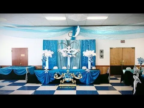 Faos Events Decoracion azul turquesa, plata y negro - YouTube