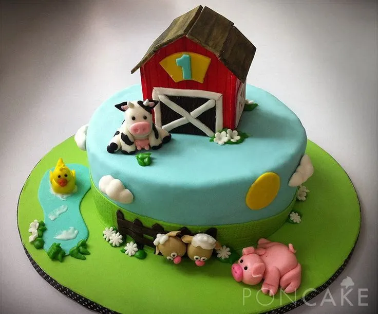 Farm Animals 1st Birthday Cake - Torta Primer Añito Animales de la ...