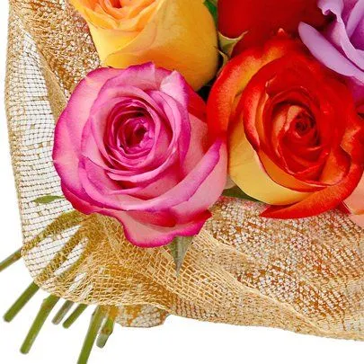 Fascínio de Rosas Coloridas - Buquês - Presentes de Aniversário