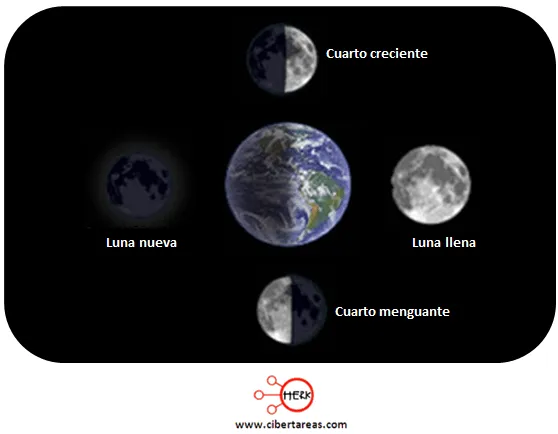 Fases lunares – Geografía | CiberTareas