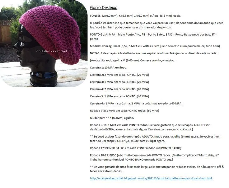 Como fazer Gorro Desleixo em Crochet | crochê | Pinterest