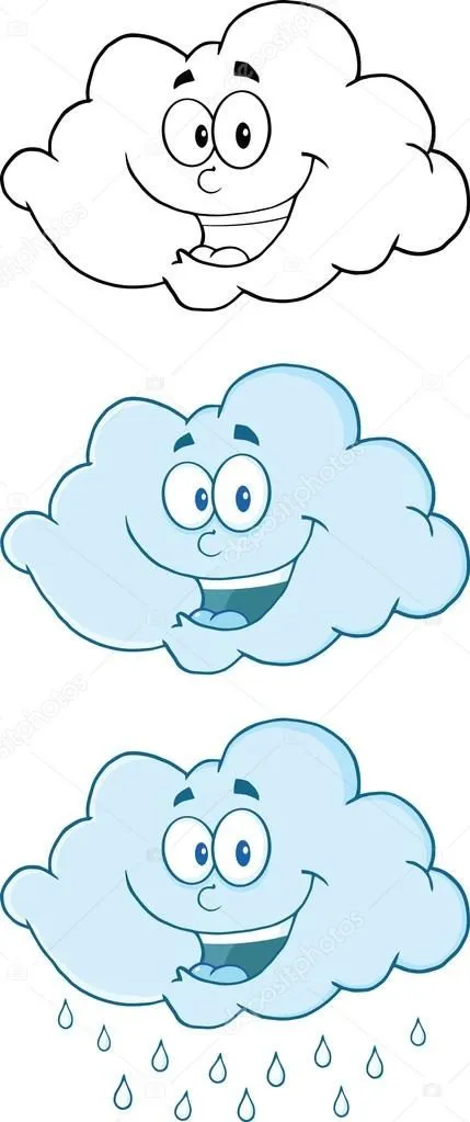Felices nubes lloviendo personajes de dibujos animados — Foto ...