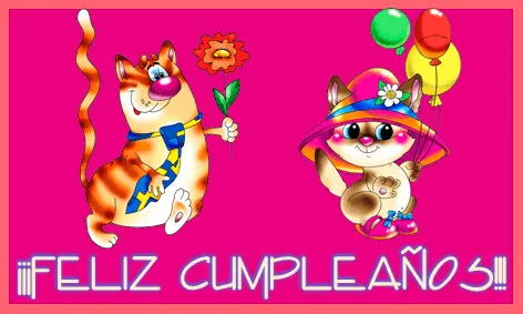 Invitaciones infantiles: Felicitación de cumpleaños con gatitos