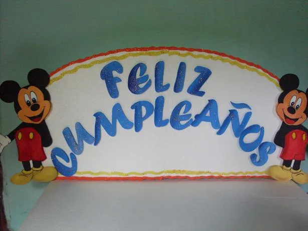 Letreros de feliz cumpleaños en foami Mickey - Imagui