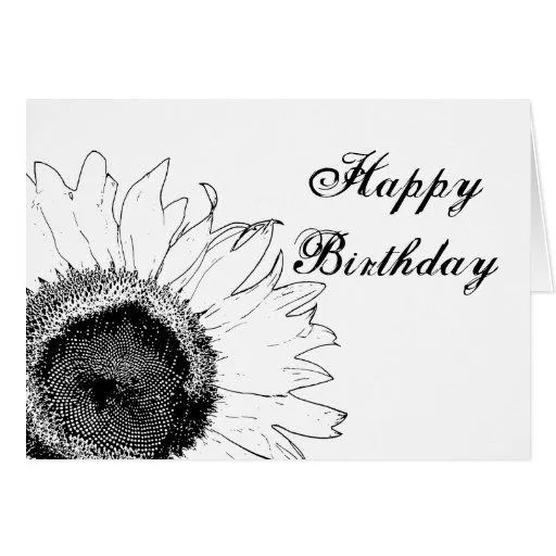 Feliz cumpleaños del girasol blanco y negro tarjeta de ...
