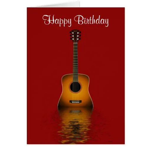 Feliz cumpleaños con la guitarra acústica para el tarjeta de ...