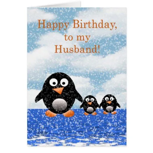 Feliz cumpleaños al marido con los pingüinos tarjeta de ...
