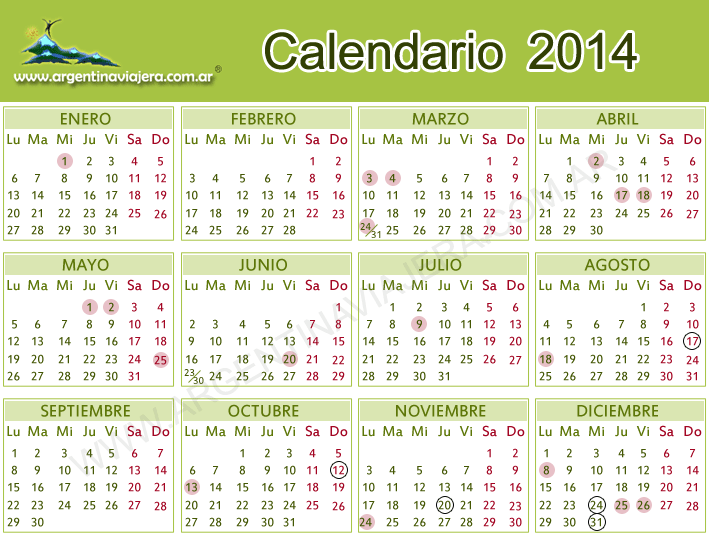 Calendario de Feriados 2014 en Argentina