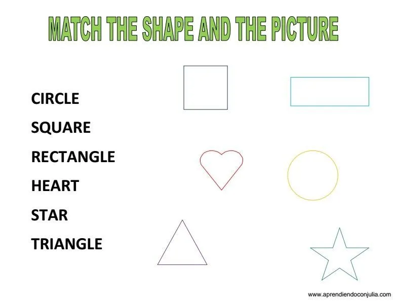 Ficha para aprender las formas geométricas en inglés SHAPES