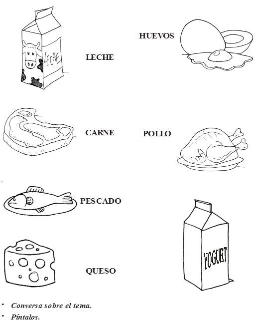 Fichas de los alimentos nutritivos para colorear - Imagui