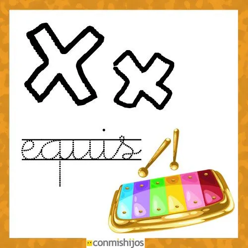 Fichas para aprender las letras y colorear. Letra X
