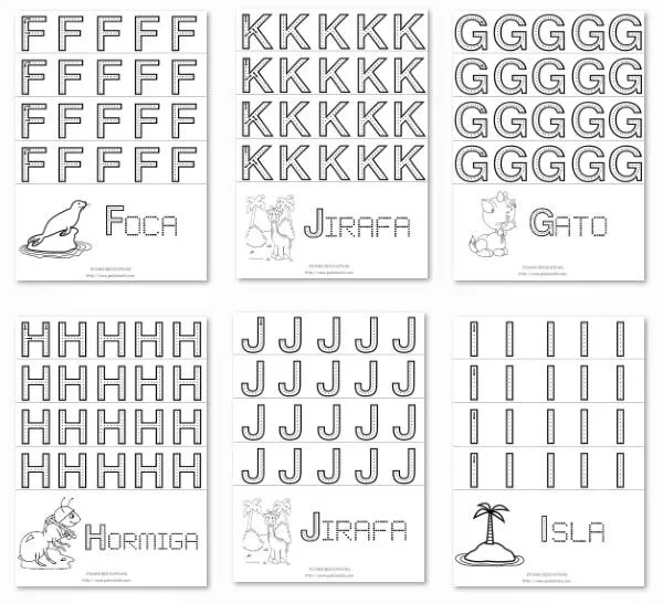 Fichas educativas de letras mayúsculas para imprimir (