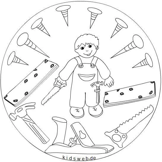 Fichas Infantiles: Mandalas de los oficios para colorear Fichas Infantiles: Mandalas de los oficios para colorear