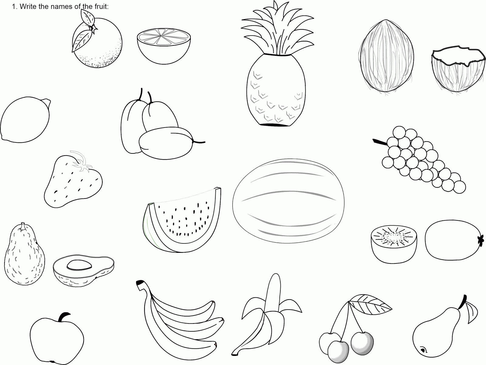 Fichas de inglés: Ficha Fruits 9: Write the fruit