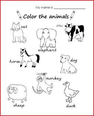 Fichas de Inglés para niños: Fichas de animales en inglés