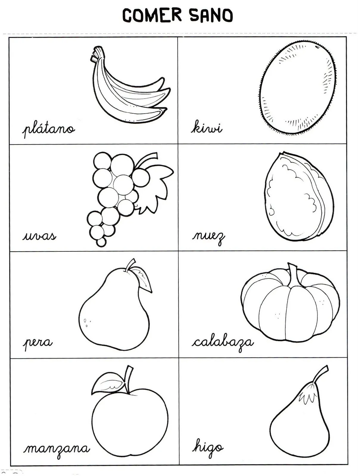 Fichas para primaria: Ficha de frutos de otoño