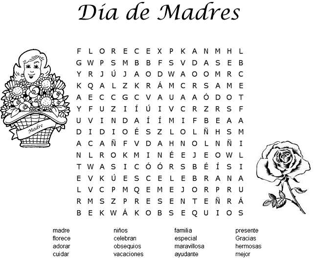 Fichas para primaria: Sopa de letras día de la madre Fichas para primaria: Sopa de letras día de la madre