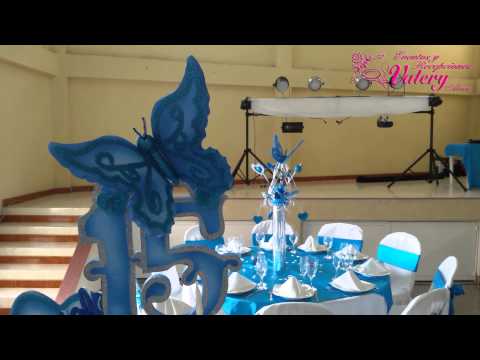 Fiesta 15 Años Decoración Mariposas Azules - YouTube