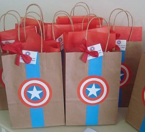 Fiesta de cumpleaños del Capitán América ideas caseras | Bolsitas ...