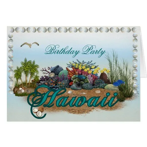 Fiesta de cumpleaños de la isla de Hawaii Tarjeta De Felicitación ...