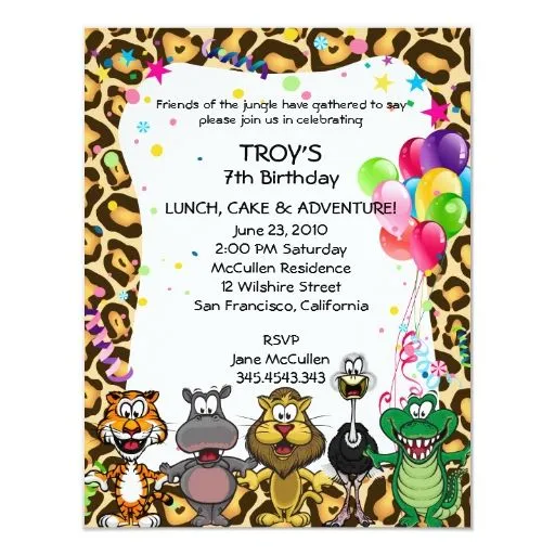 La fiesta del cumpleaños de los niños del safari invitación 4.25 ...