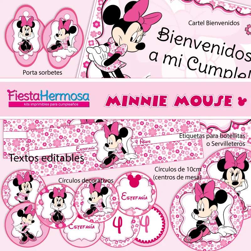Fiesta Hermosa: NUEVO! Decoraciones imprimibles Minnie Mouse