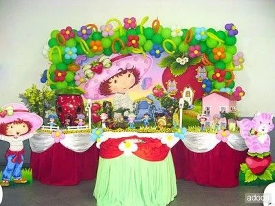 fiesta para nina de 5 tema rosita fresita decoracion de globos ...