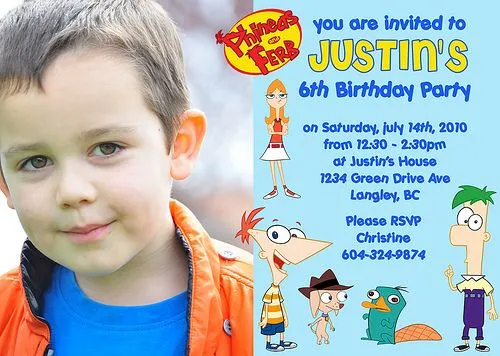 Invitaciónes de cumpleaños animadas de Perry el ornitorrinco - Imagui