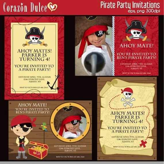Fiesta de piratas/invitación digital por corazondulce en Etsy