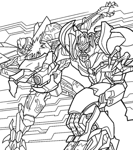 Fight Of Optimus And Megatron coloring page | Super Coloring Fight Of Optimus And Megatron coloring page | Super Coloring